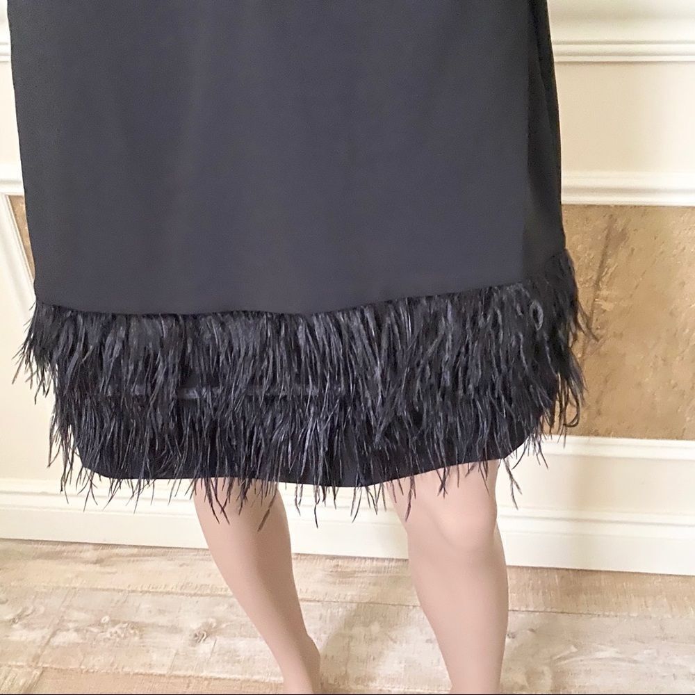 NWT LUCY PARIS strapless faux feathers hem dress L - Picture 9 of 16